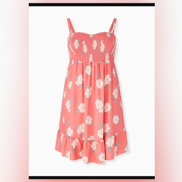 torrid Dresses & Skirts - Torrid sz 2 smocked coral floral above the knee dress *New with tags*